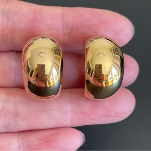 Vintage Monet Gold-Tone  Clip on hoop Earrings